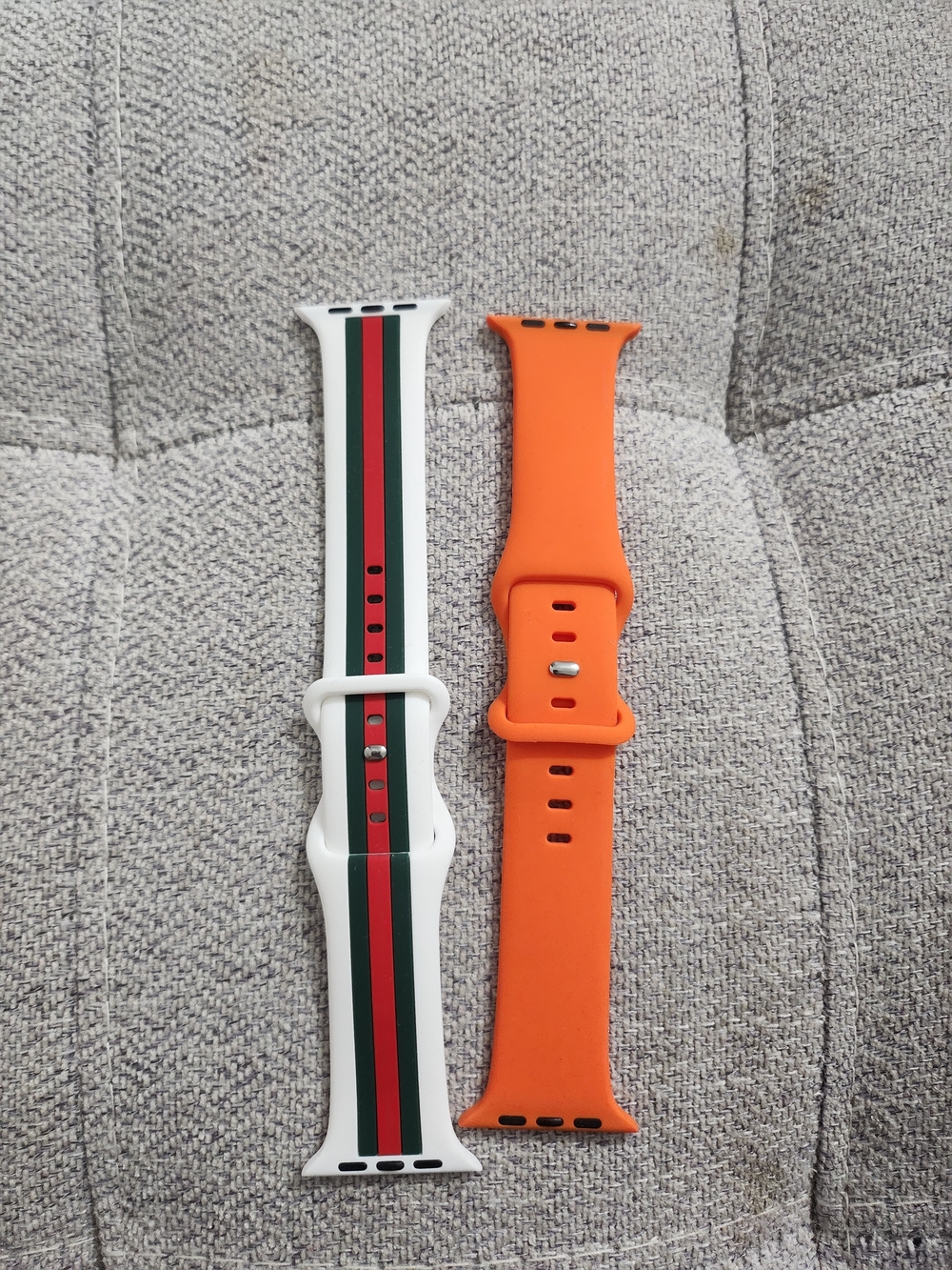 Silicone Replacement Watch Bands for Men - White/Green/Red Stripe & Orange